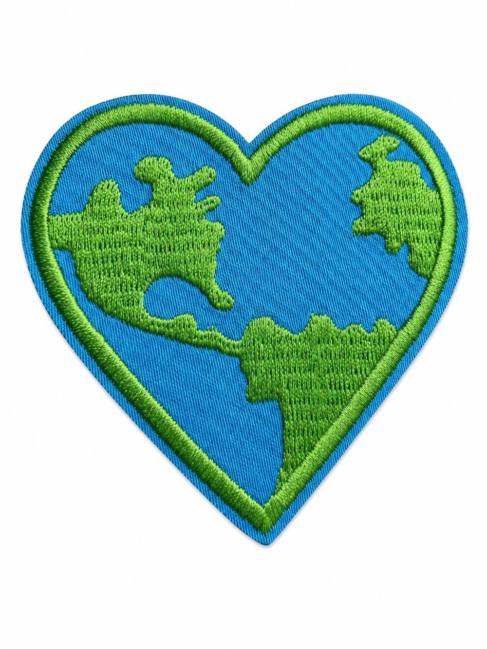 Heart Shaped Green Blue World Save The Earth Iron On Patch Eco Embroidered NEW